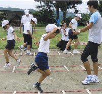 ラダーを使ってバランス練習